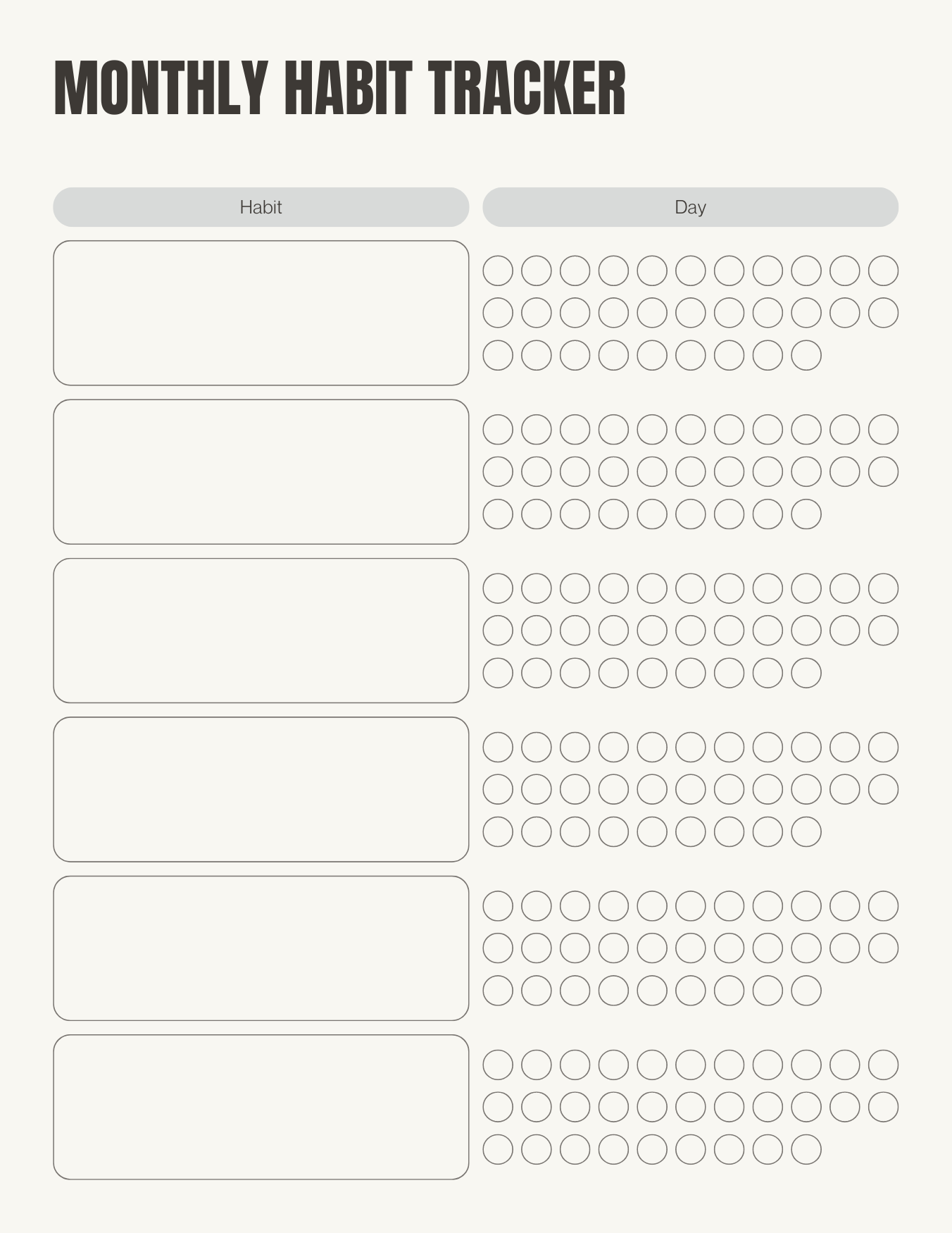 Monthly Habit Tracker