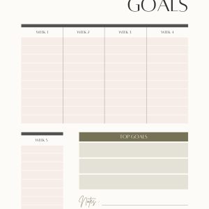 Monthly Goals Worksheet