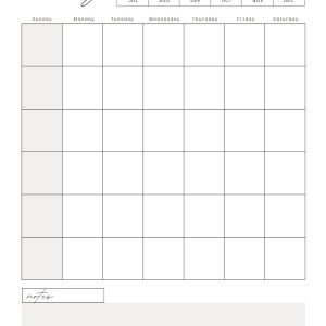 Monthly Calendar Template
