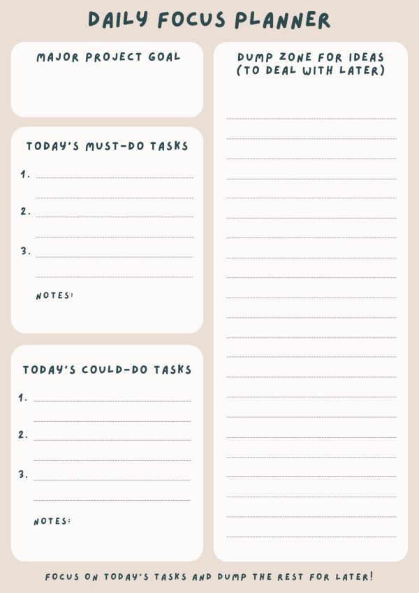 Top 3 Tasks Daily Planner
