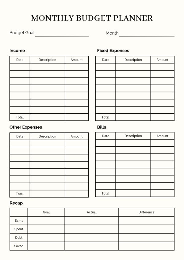 Monthly Budget Planner