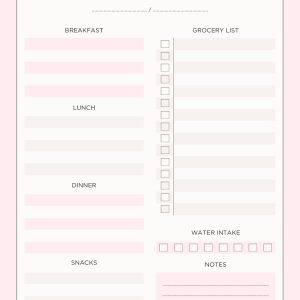 Meal & Exercise Daily Planner