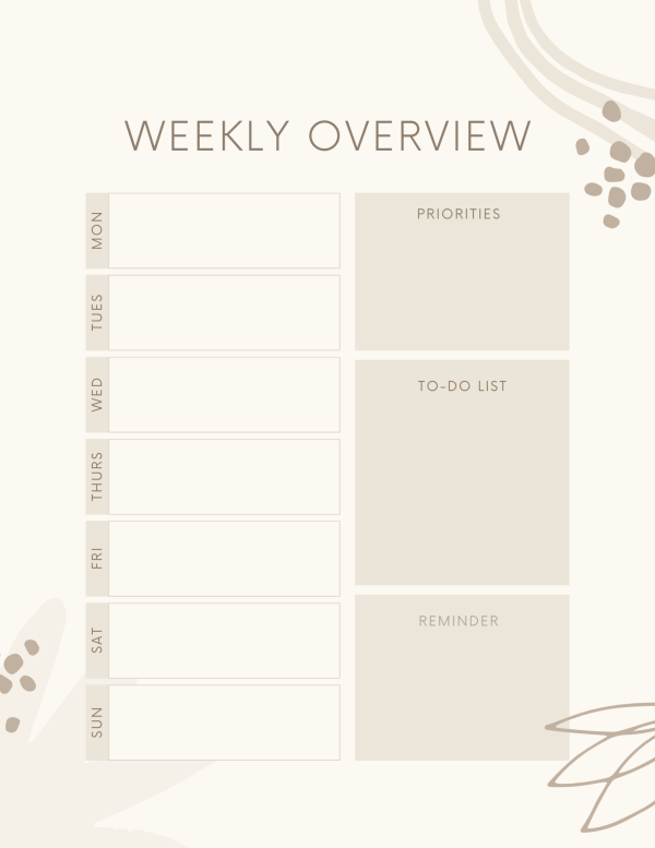 Weekly Overview Planner