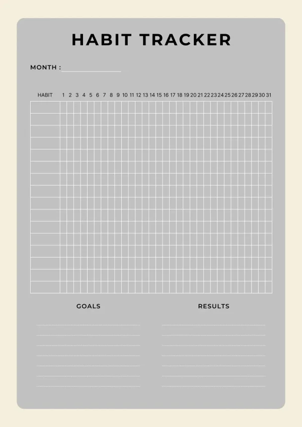 Monthly Habit Tracker Grid